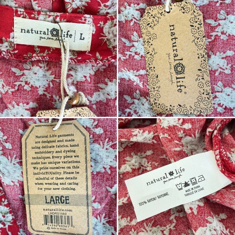 Natural Life Sophia Ditsy Floral Boho Wrap Maxi Dress in Red Size L - Picture 11 of 12